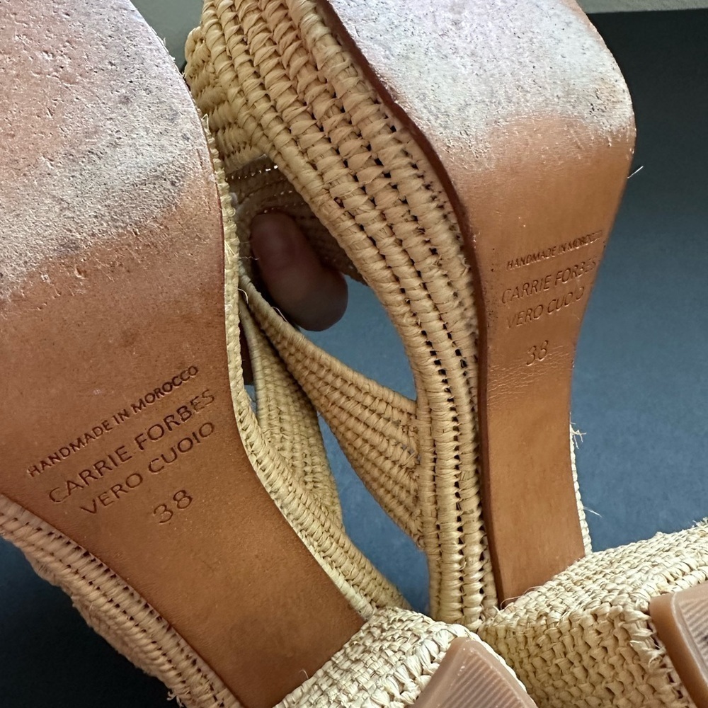Carrie Forbes Raffia Crisscross Block-Heel Sandals - Picture 2 of 4